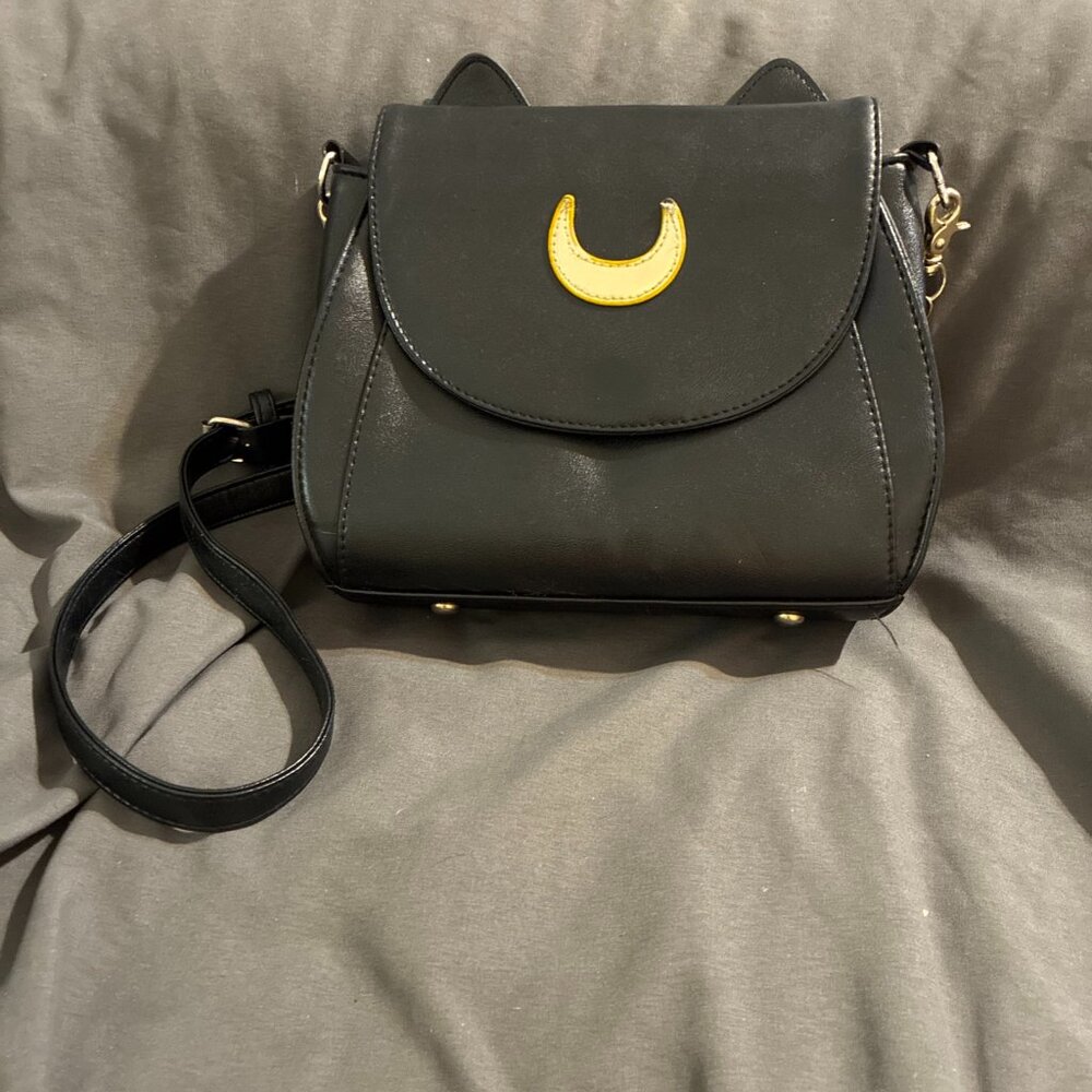 Sailor Moon Cat Purse Bag With Ears Luna Black Gold Crossbody Subtle Cosplay
